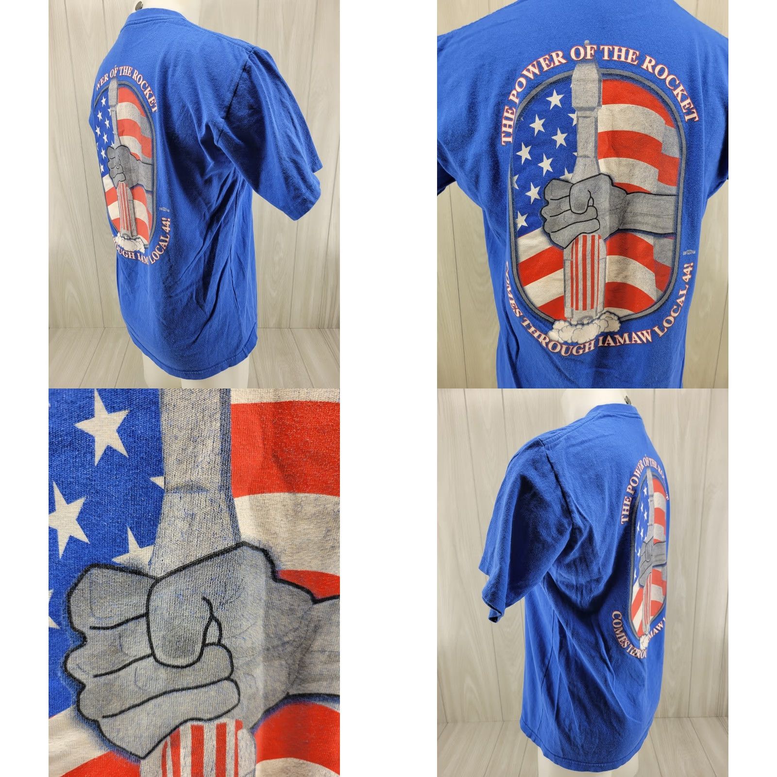 Vintage VINTAGE Union Line Distressed Lodge 44 Machinists & Aerospace Workers Union Mens T-Shirt Blue Large Shirt Men 90s Graphic Tee Size US L / EU 52-54 / 3 - 8 Thumbnail