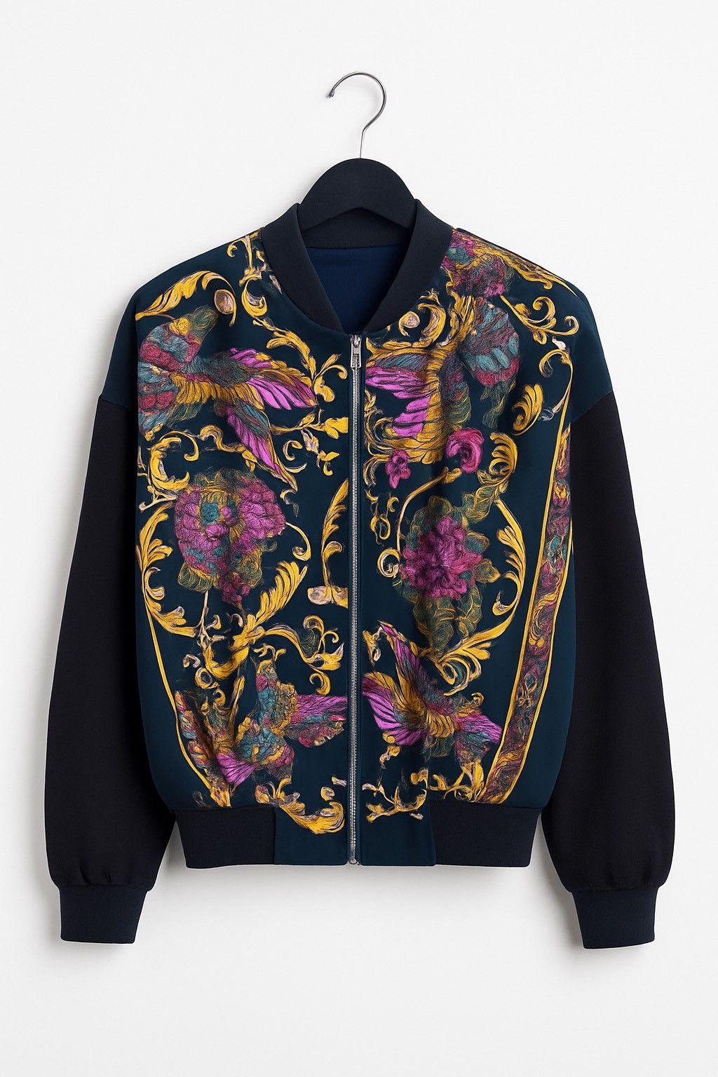 Vintage Vintage DaSjee Bomber Jacket Baroque Bird Floral Pattern Size L / US 10 / IT 46 - 1 Thumbnail