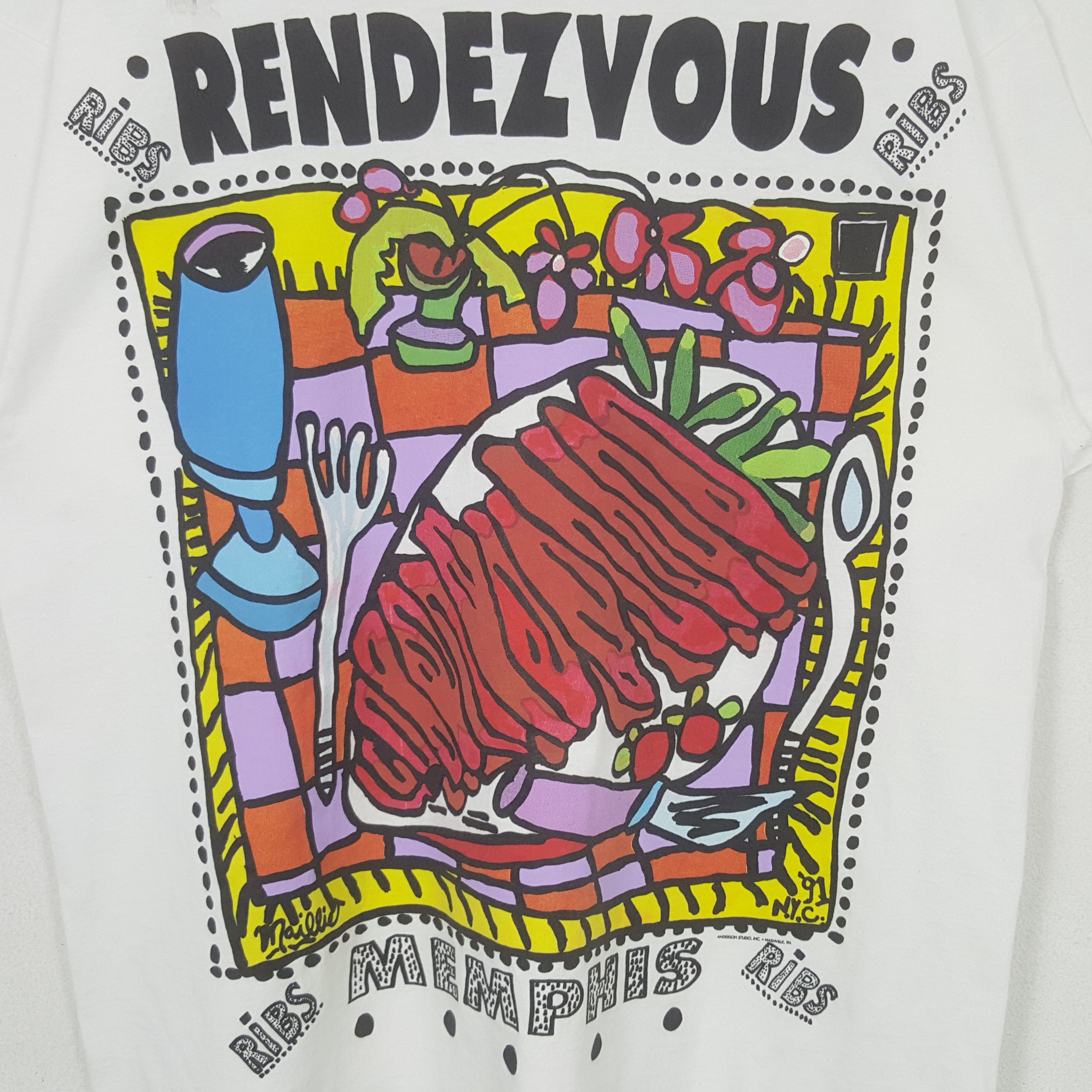 Fruit Of The Loom Vintage Rendezvous 1991 Myles Mailie Art Tshirt RR26 Size US L / EU 52-54 / 3 - 2 Thumbnail