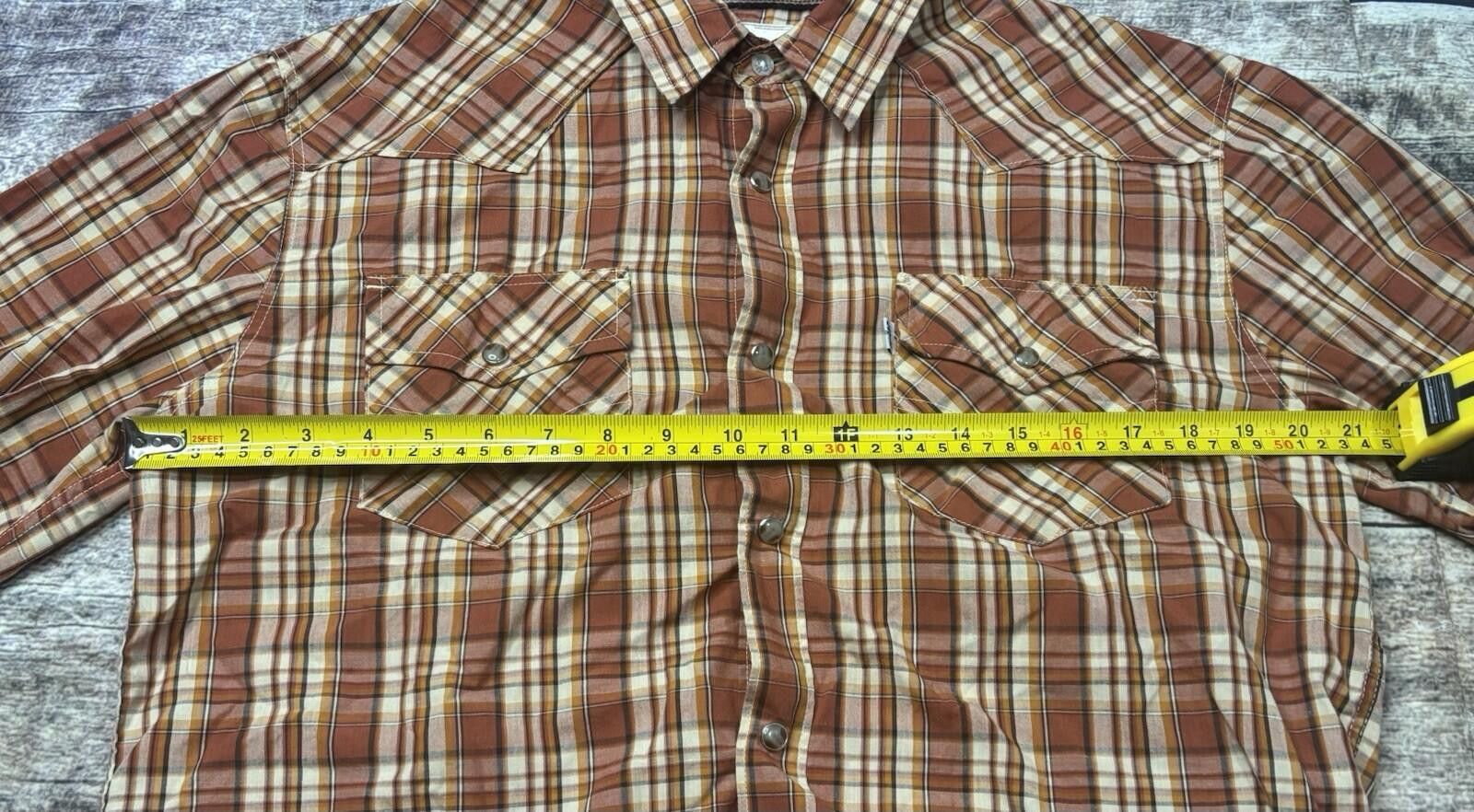Levi's Levis Shirt Mens Medium Pearl Snap Button Check Plaid Size US M / EU 48-50 / 2 - 9 Thumbnail