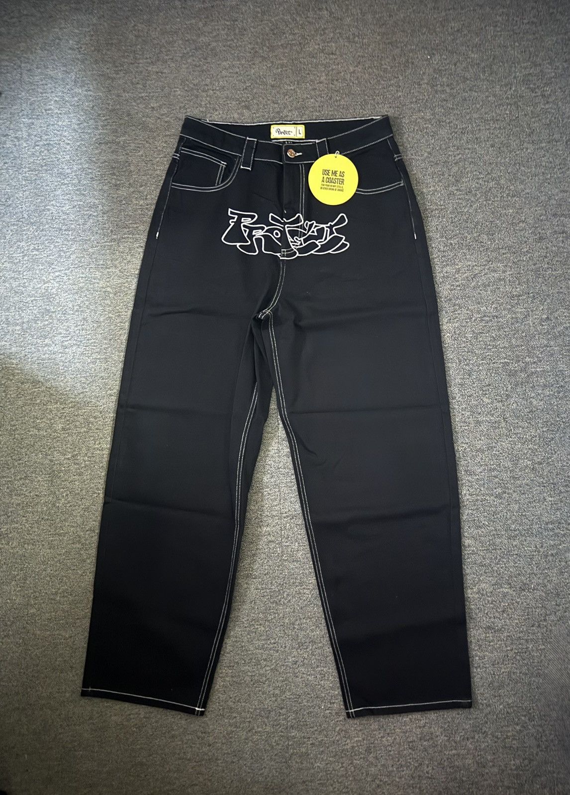 Nike × Vintage Protect ldn - Scribble Black Bonkers Denim - L Size US 35 - 1 Thumbnail