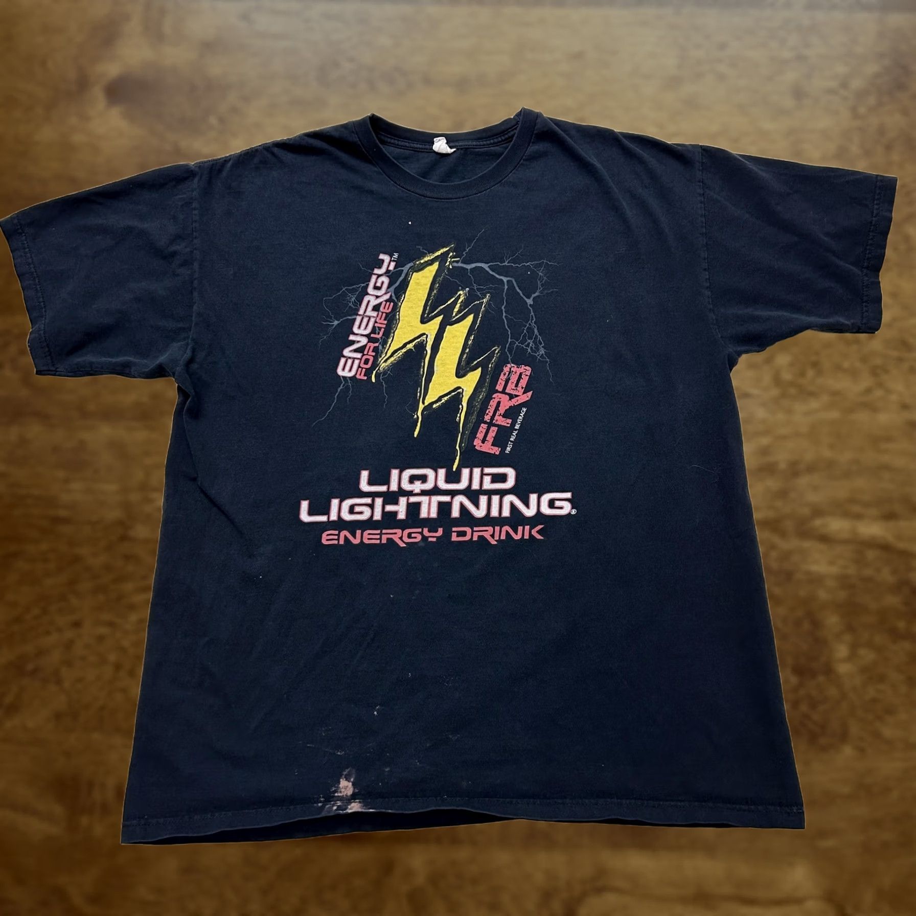 Vintage Liquid Lightning Energy Drink Cyrus Shirt Mens XL Black Graphic Print Tee Size US XL / EU 56 / 4 - 1 Thumbnail