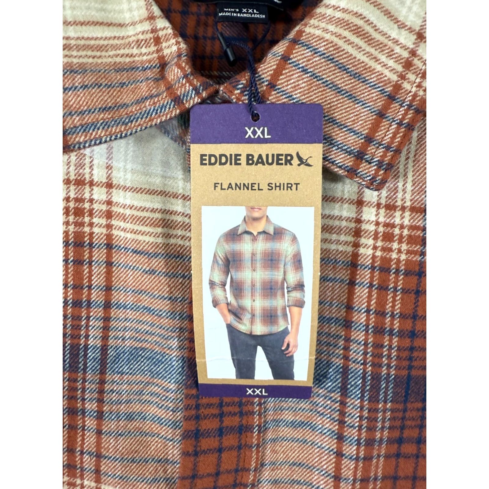Eddie Bauer Eddie Bauer Shirt Mens 2XL Brown Blue Plaid Button-Up Long Sleeve Flannel NWT Size US XXL / EU 58 / 5 - 5 Thumbnail