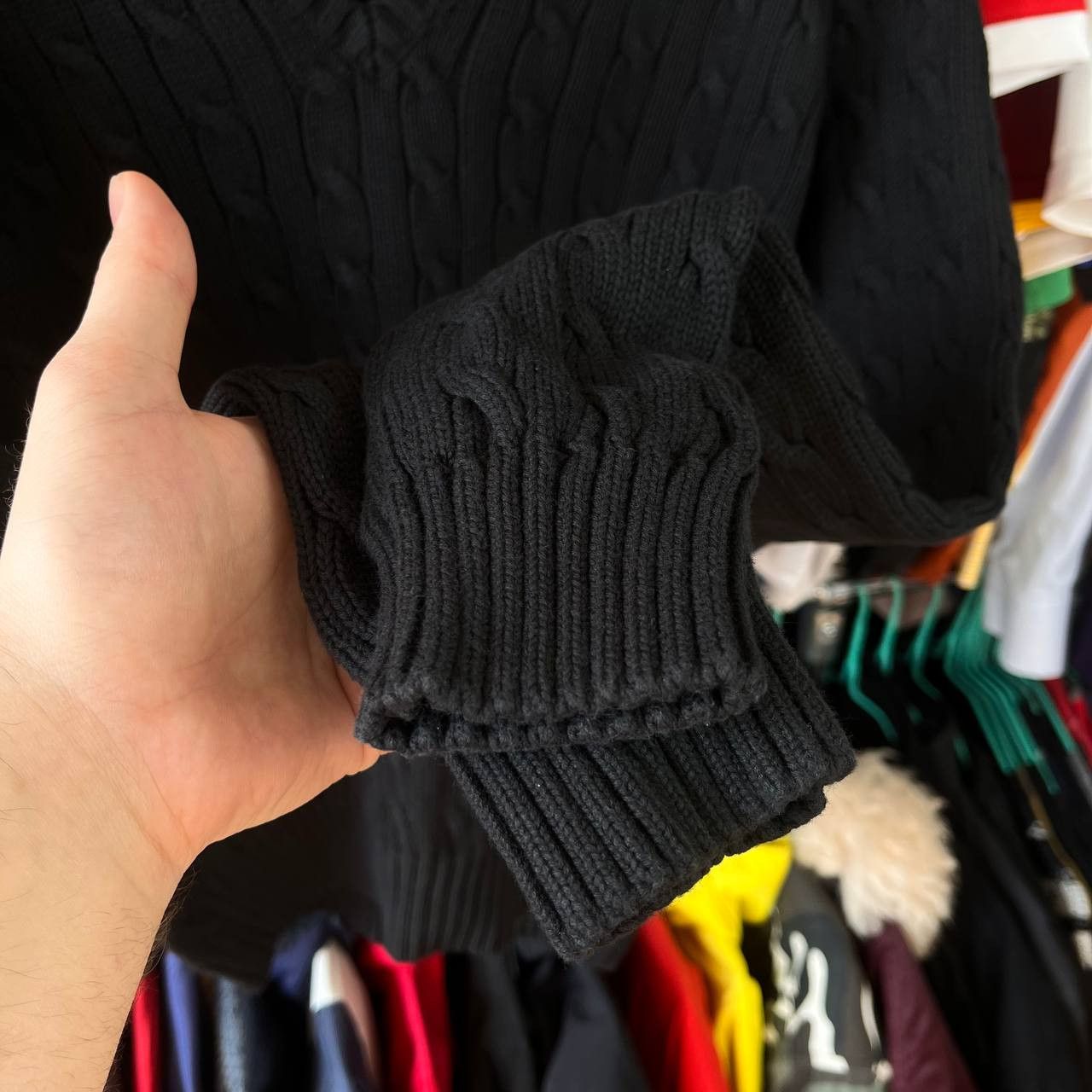 Ralph Lauren Sport Vintage Ralph Lauren Sport Cable-Knit V-Neck Black Sweater Size XL / US 12-14 / IT 48-50 - 3 Thumbnail