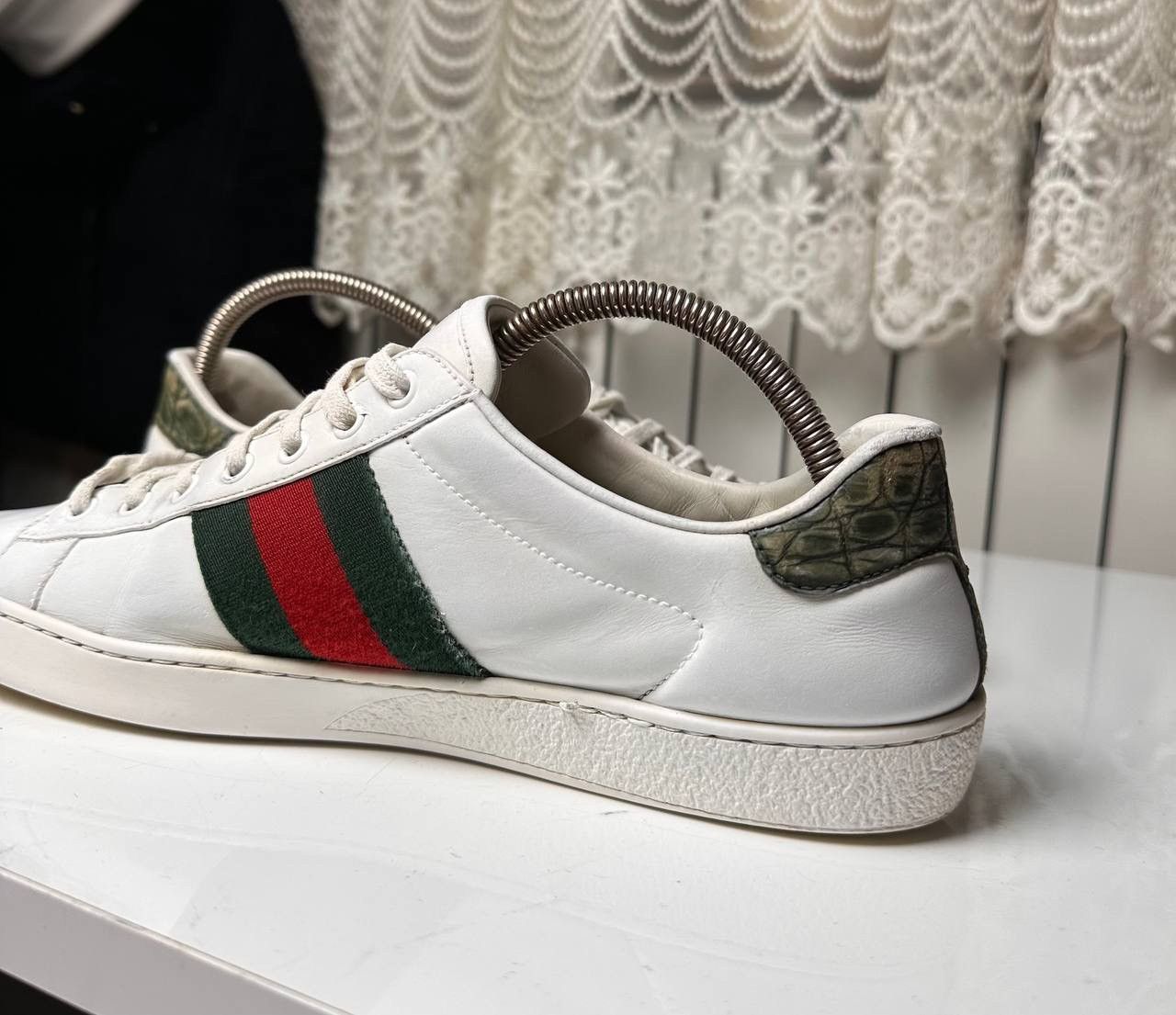 Gucci Rare Gucci Ace Classic White Leather Low Top Sneakers Stripe Size US 8 / EU 41 - 16 Thumbnail