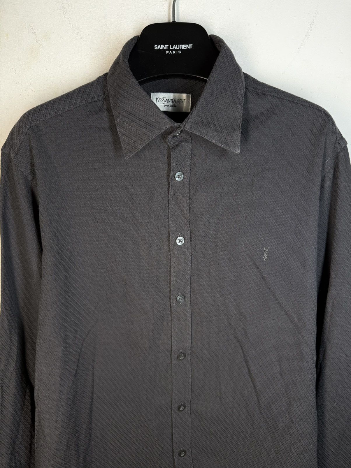 Yves Saint Laurent Carbon YSL Shirt Dark Grey Size US L / EU 52-54 / 3 - 16 Thumbnail