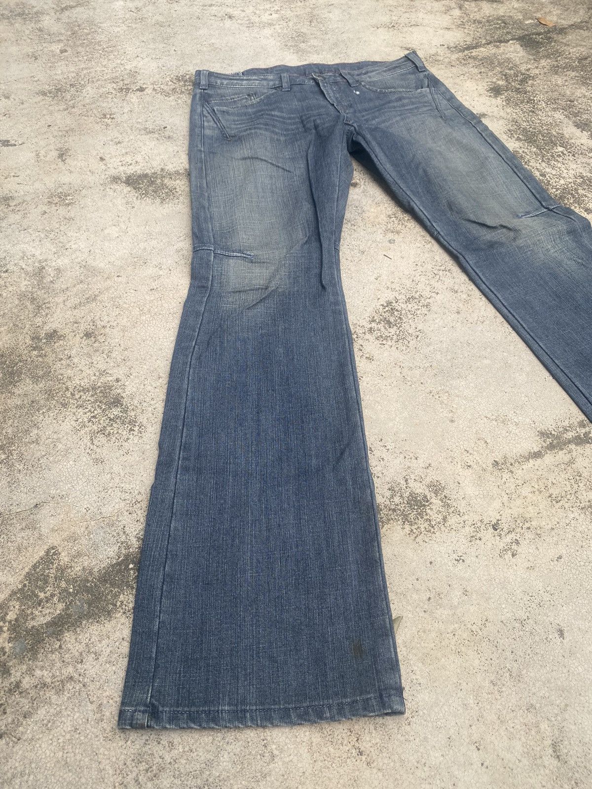 If Six Was Nine × Le Grande Bleu (L.G.B.) × Marithe + Francois Girbaud Flare Jeans Marithe Francois Girbaud Faded Denim Jeans Size US 34 / EU 50 - 1 Thumbnail