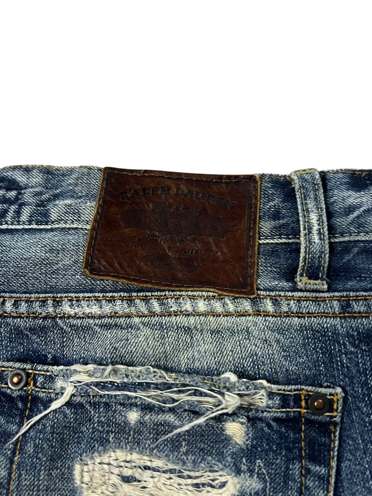 If Six Was Nine Distressed Ralph Lauren Dungarees Low Rise Sick Jean Size US 30 / EU 46 - 15 Thumbnail
