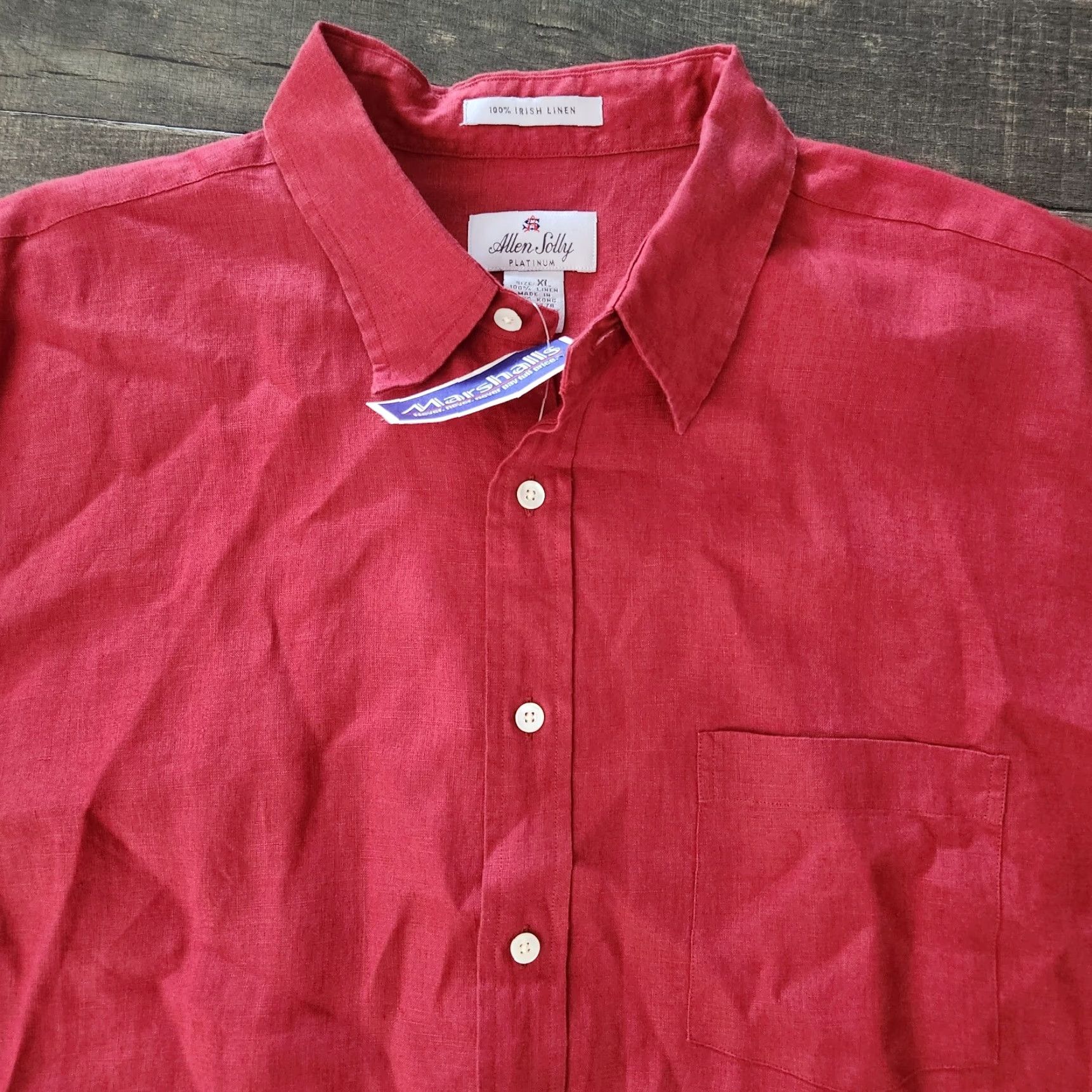 Vintage Allen Solly Platinum Linen Shirt Button-Up Long Sleeve Red Size L Men Casual Shirt Size US L / EU 52-54 / 3 - 3 Thumbnail