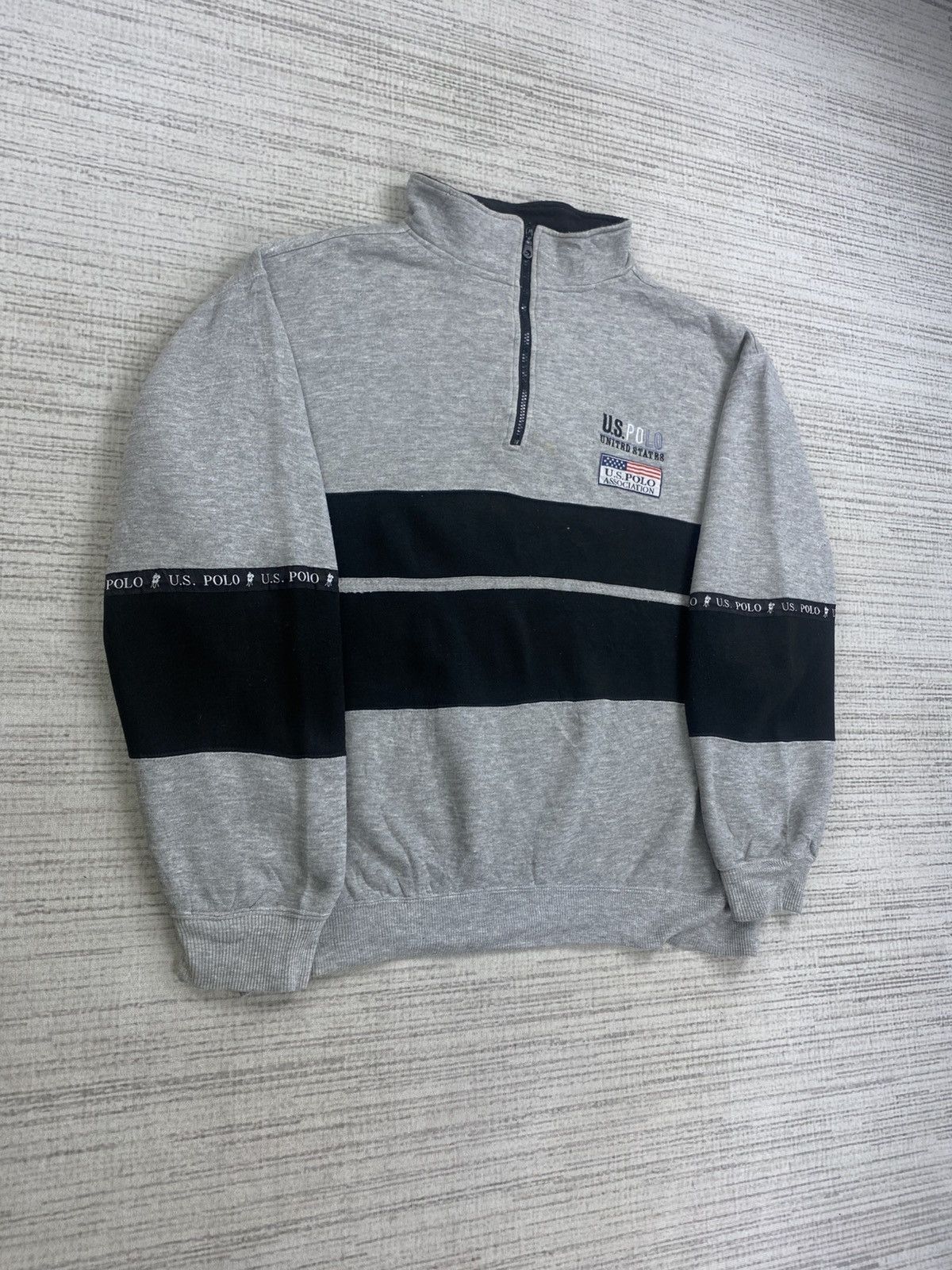 U.S. Polo Assn. × Vintage Vtg 90s U.S Polo Assn Embroidery Logo Half Zipper Sweatshirt Size US XL / EU 56 / 4 - 3 Thumbnail