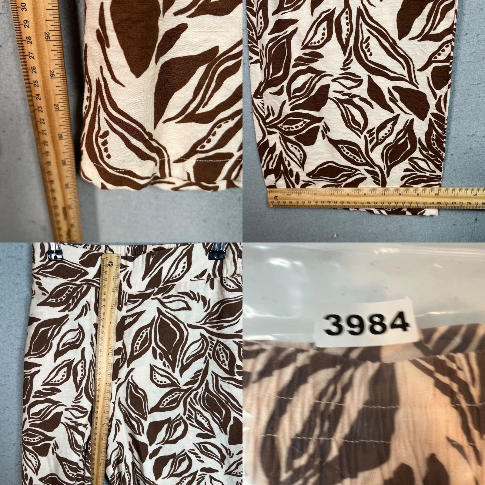 Mango Mango Womens XS Brown Leaf Print Wide-Leg Pants Size 26" / US 2 / IT 38 - 8 Thumbnail