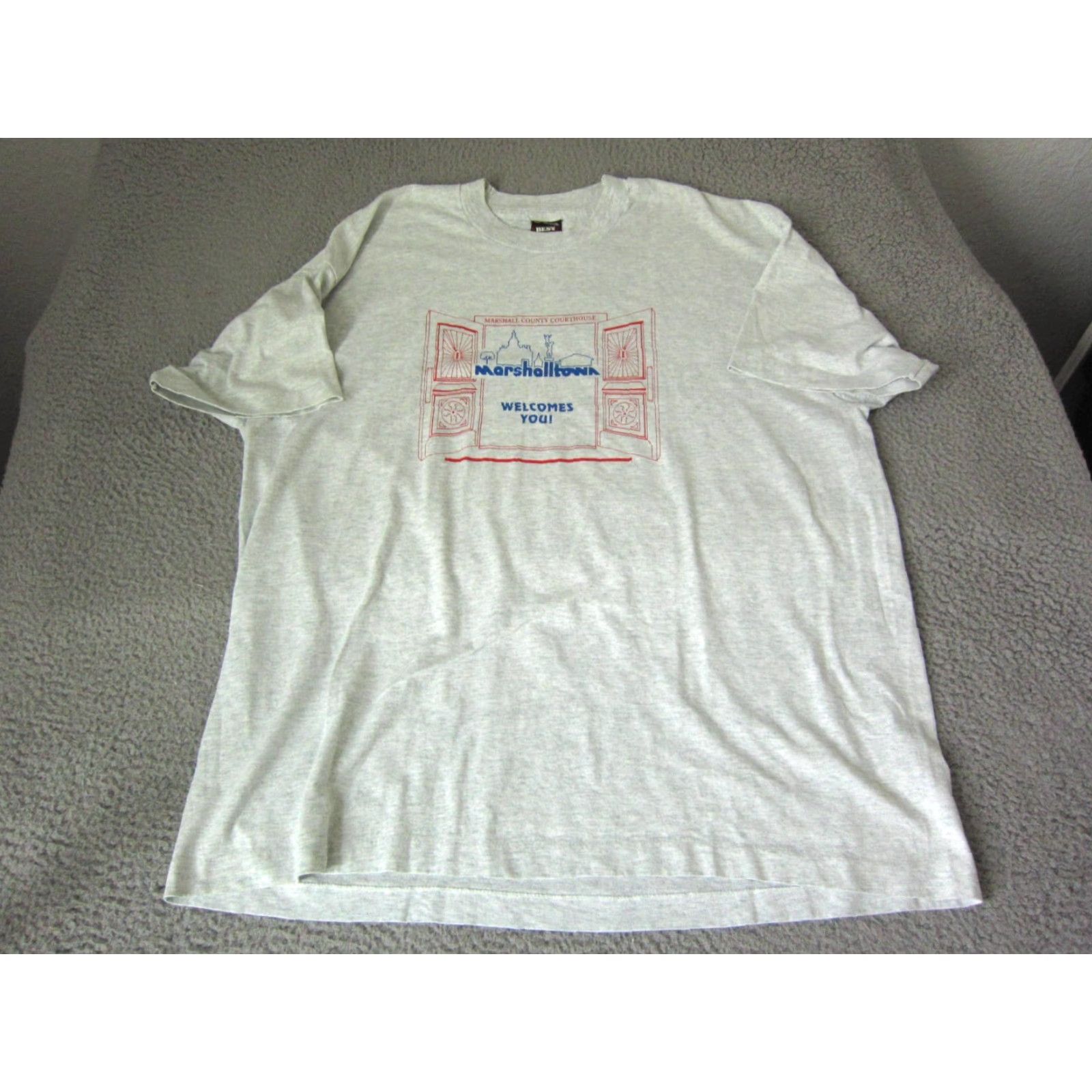 Fruit Of The Loom VINTAGE Fruit of the Loom Shirt Mens XL Gray Crew Neck Short Sleeve Logo Iowa T-Shirt Origin United States Size US XL / EU 56 / 4 - 2 Thumbnail
