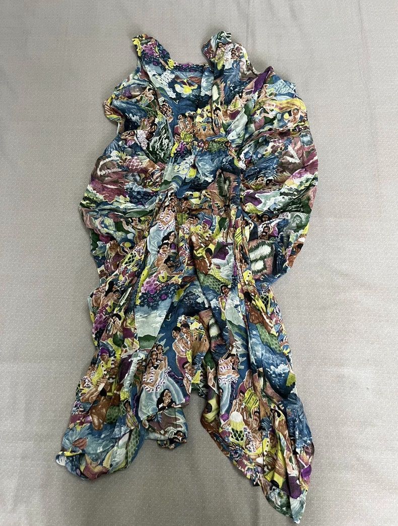 Yohji Yamamoto Unique Pleated Dress with Vintage Print-2506 Size M / US 6-8 / IT 42-44 - 4 Thumbnail