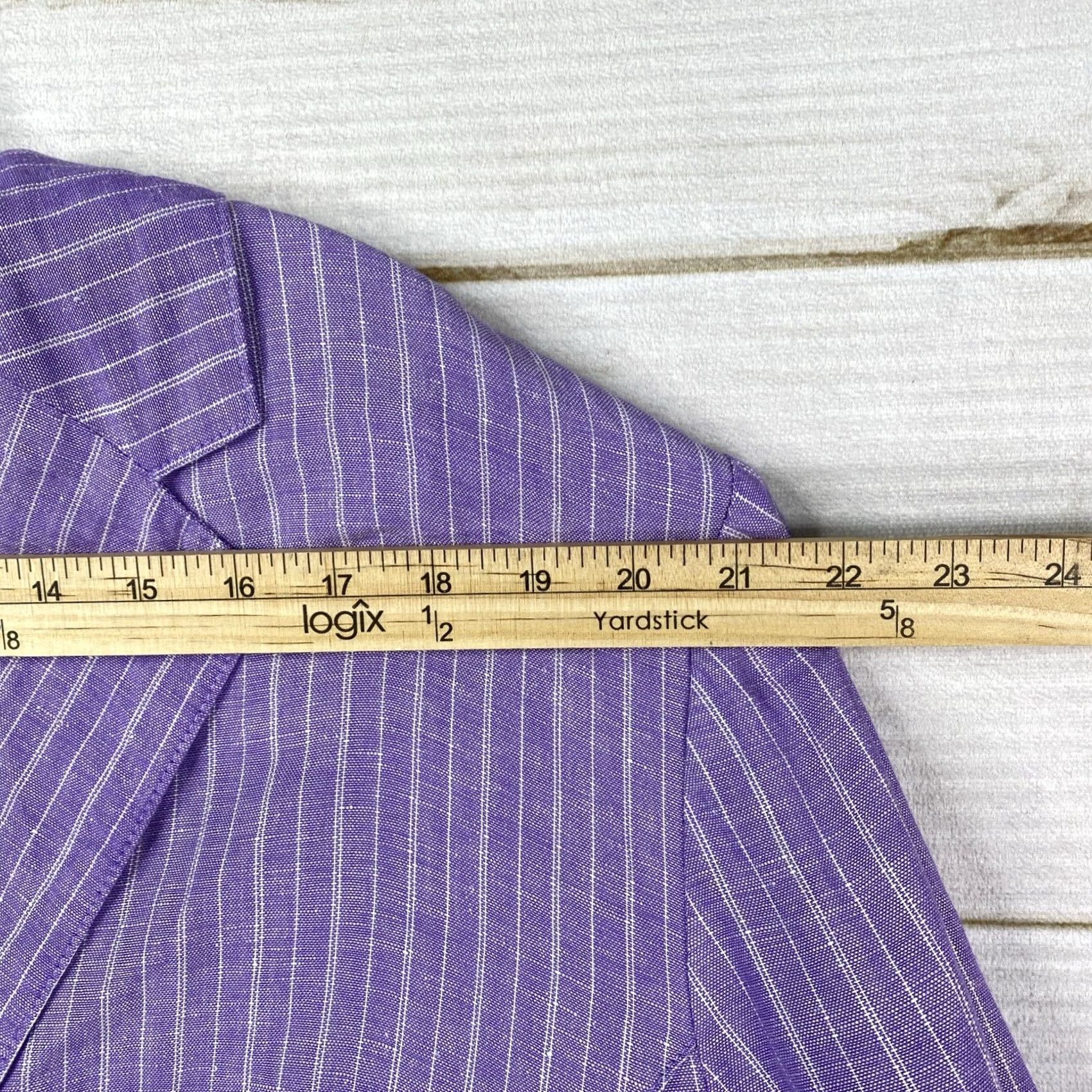 Vintage Maggie Barnes Blazer Jacket 2X Purple Striped Embroidered Linen Blazer Women Size XXL / US 16-18 / IT 52-54 - 7 Thumbnail