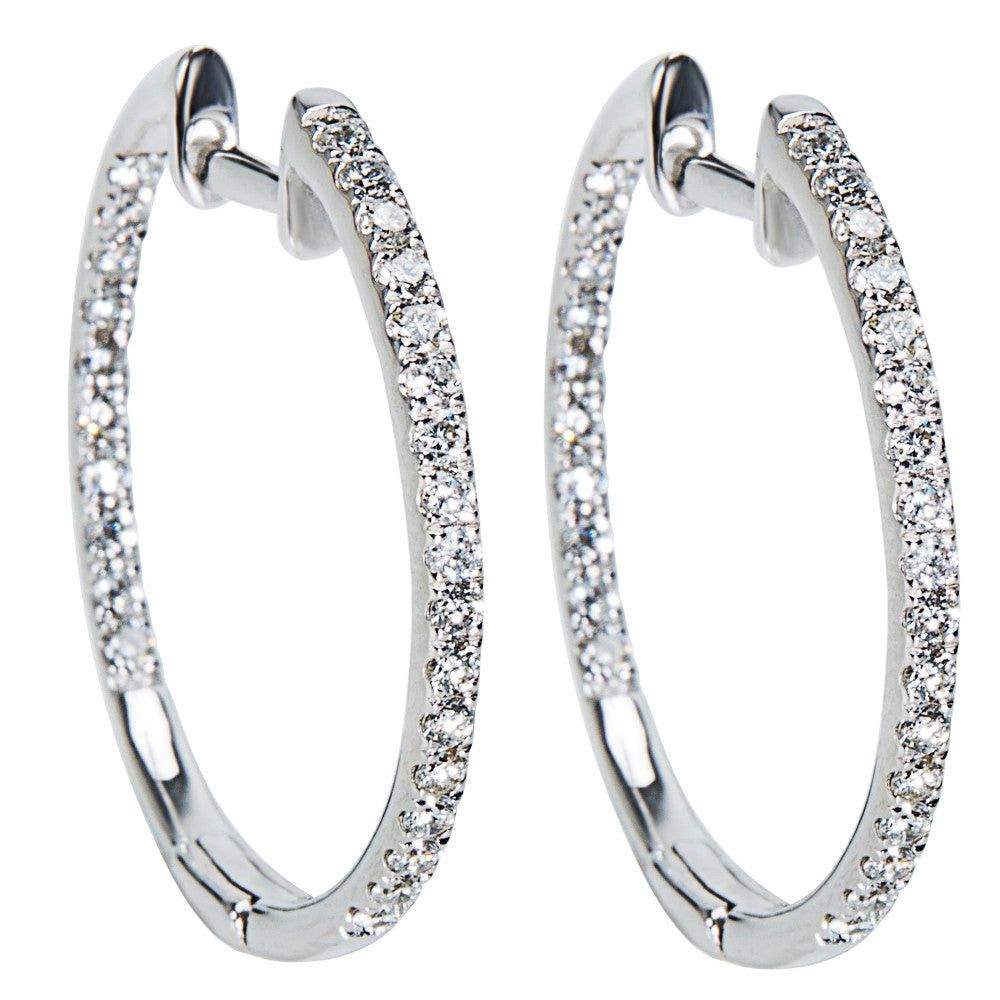 image of Igl Certified Diamond Inside Out Hoop Earrings In 14K Wg (0.50 Ctw) in Gold, Women's