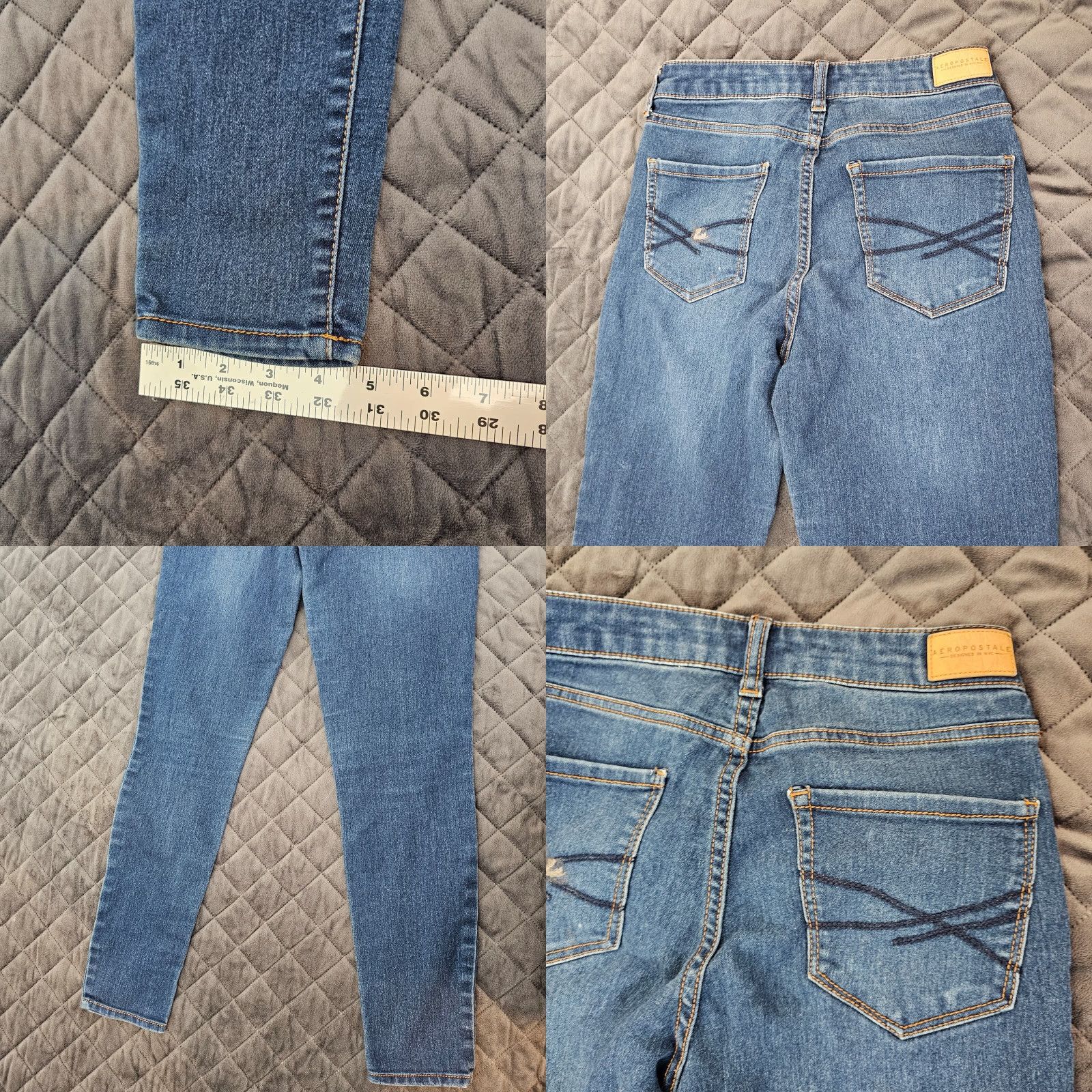 Vintage Aéropostale Women's High Waisted Jegging Size 0 Blue Stretch Regular Wash Size 25" / US 0 / IT 36 - 8 Thumbnail