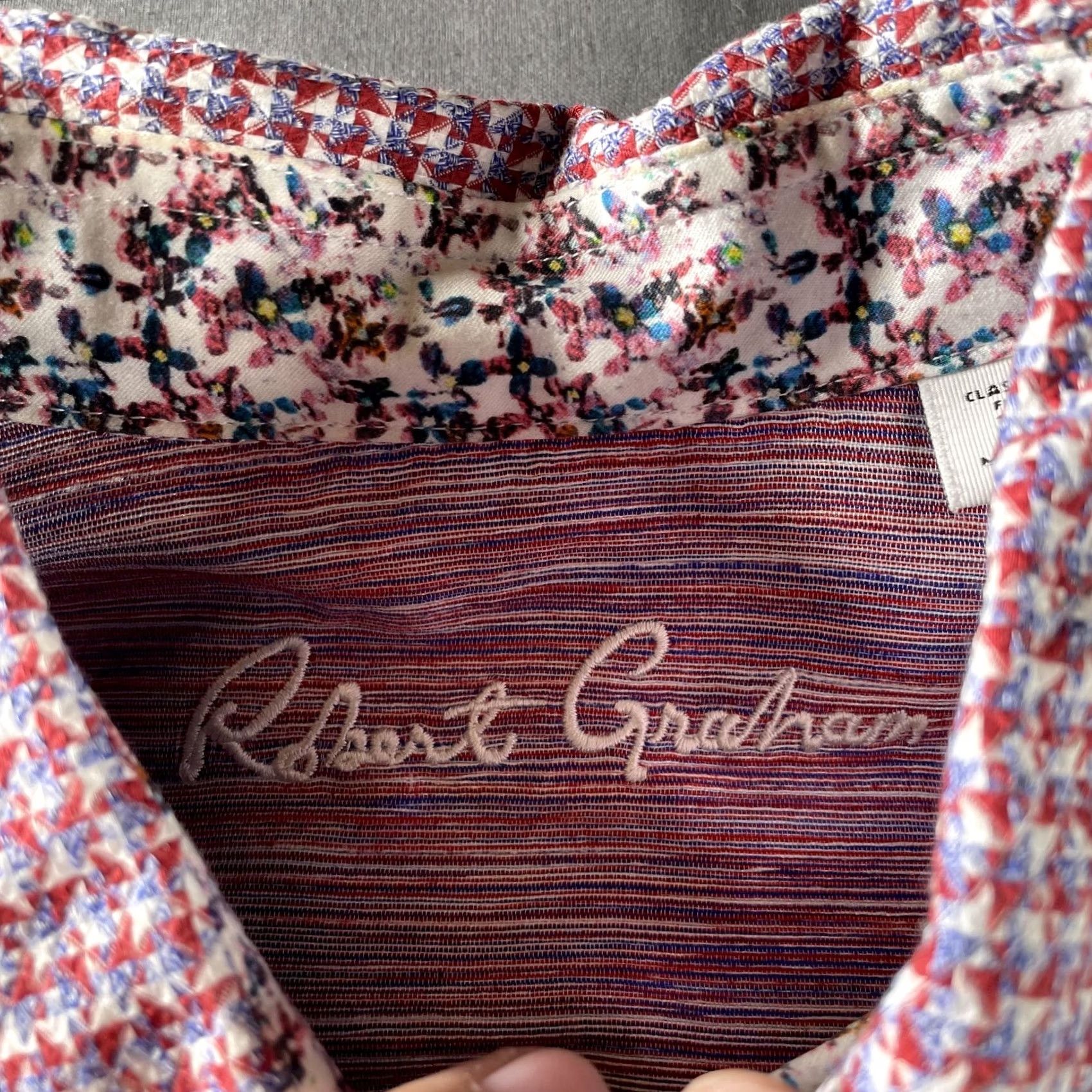 Robert Graham VINTAGE? No. Robert Graham Shirt Mens Large Red Blue Geometric Classic Fit Long Sleeve Cotton Size US L / EU 52-54 / 3 - 4 Thumbnail