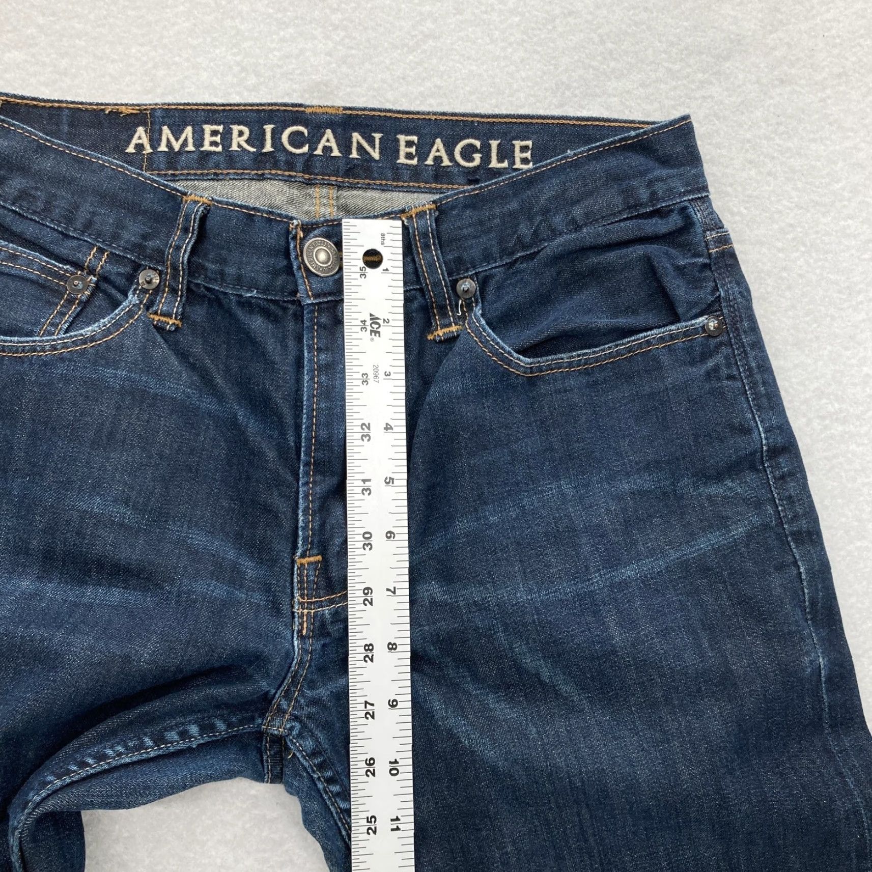American Eagle Outfitters AMERICAN EAGLE Jeans Men 29x30 Blue Dark Wash Original Straight Leg Size US 29 - 7 Thumbnail