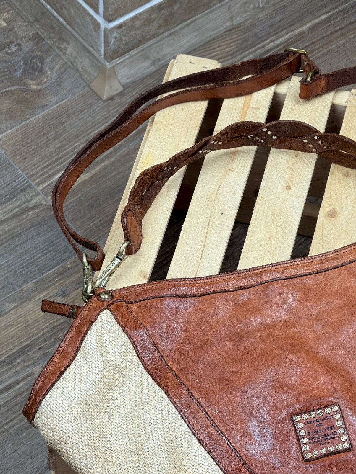 Campomaggi Campomaggi Anna Brown Leather Woven Handbag Crossbody Size ONE SIZE - 9 Thumbnail