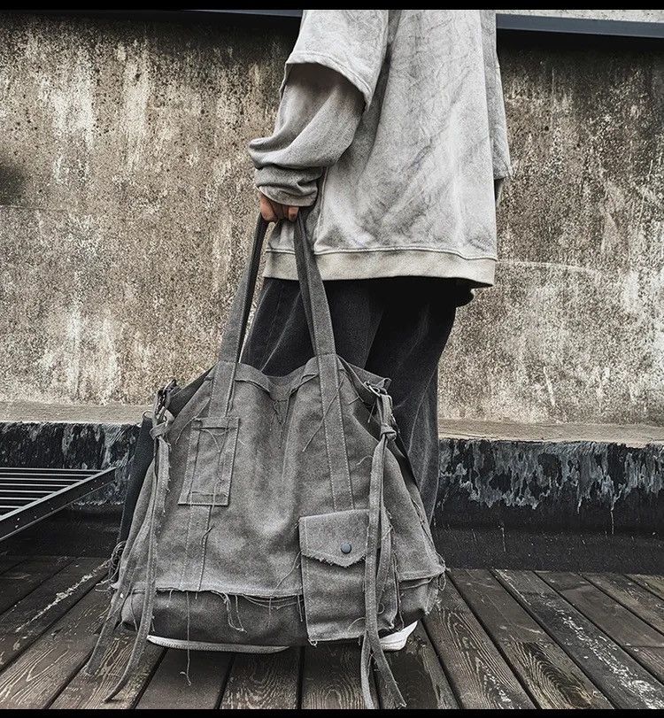 Vintage Tote Bag Canvas Single Vintage Solid Hasp Shoulder Bag Size ONE SIZE - 4 Thumbnail