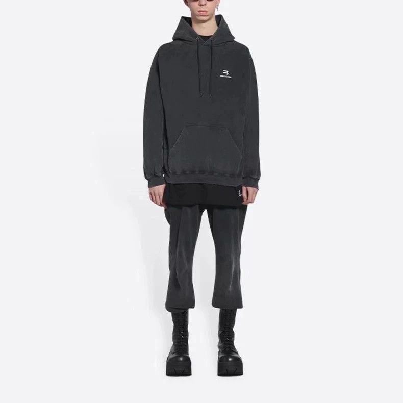 Balenciaga Balenciaga FW21 Sporty B Embroidered logo Washed Worn Hoodi Size US XS / EU 42 / 0 - 9 Thumbnail