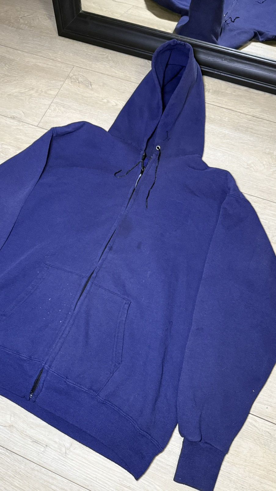 Russell Athletic Vintage 1990s Russell Style Blank Zip Up Hoodie Size US L / EU 52-54 / 3 - 2 Thumbnail