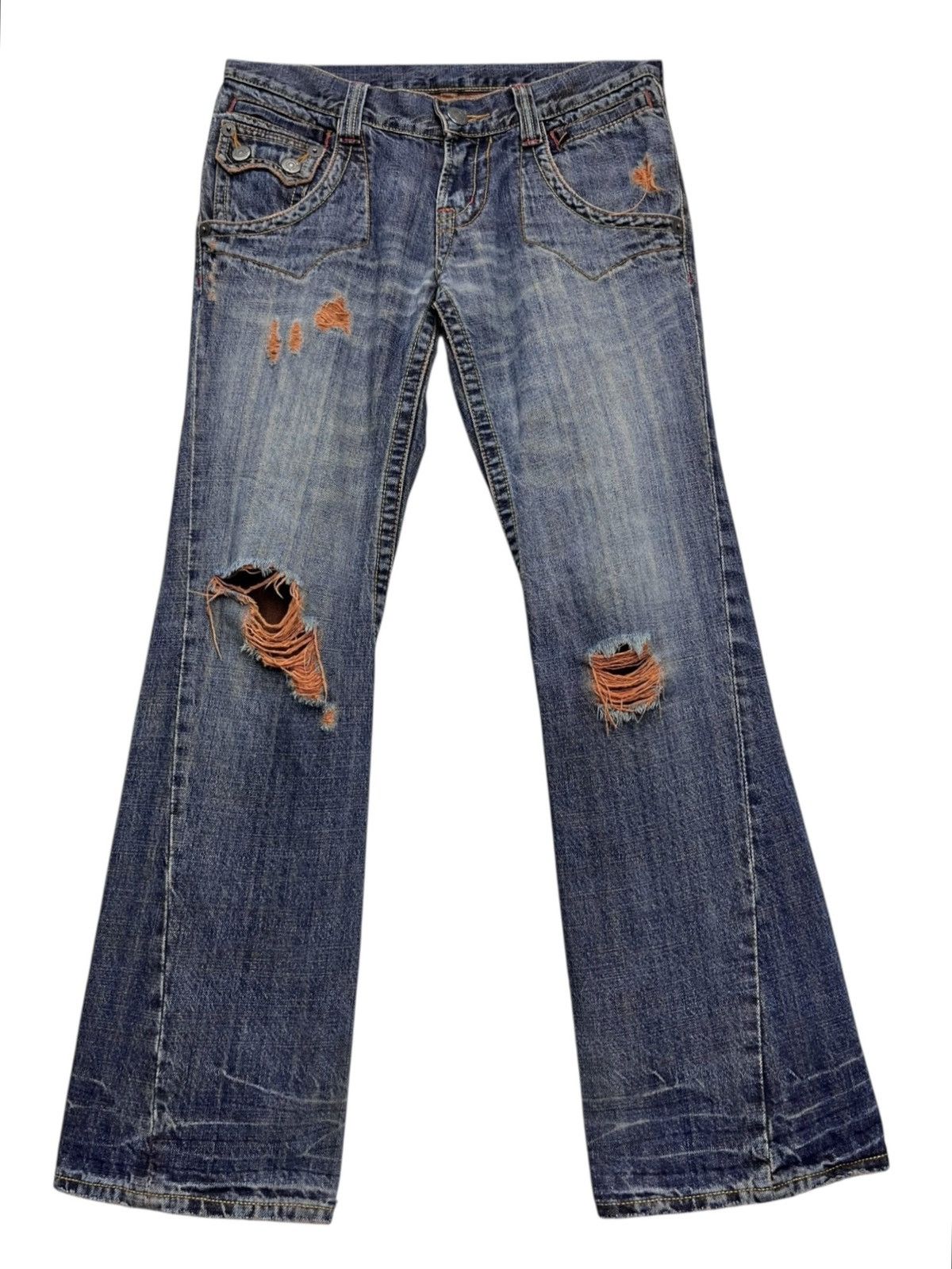 FYE 🔥Vintage PPFM Punk Ripped Super Low Rise FLARE Denim