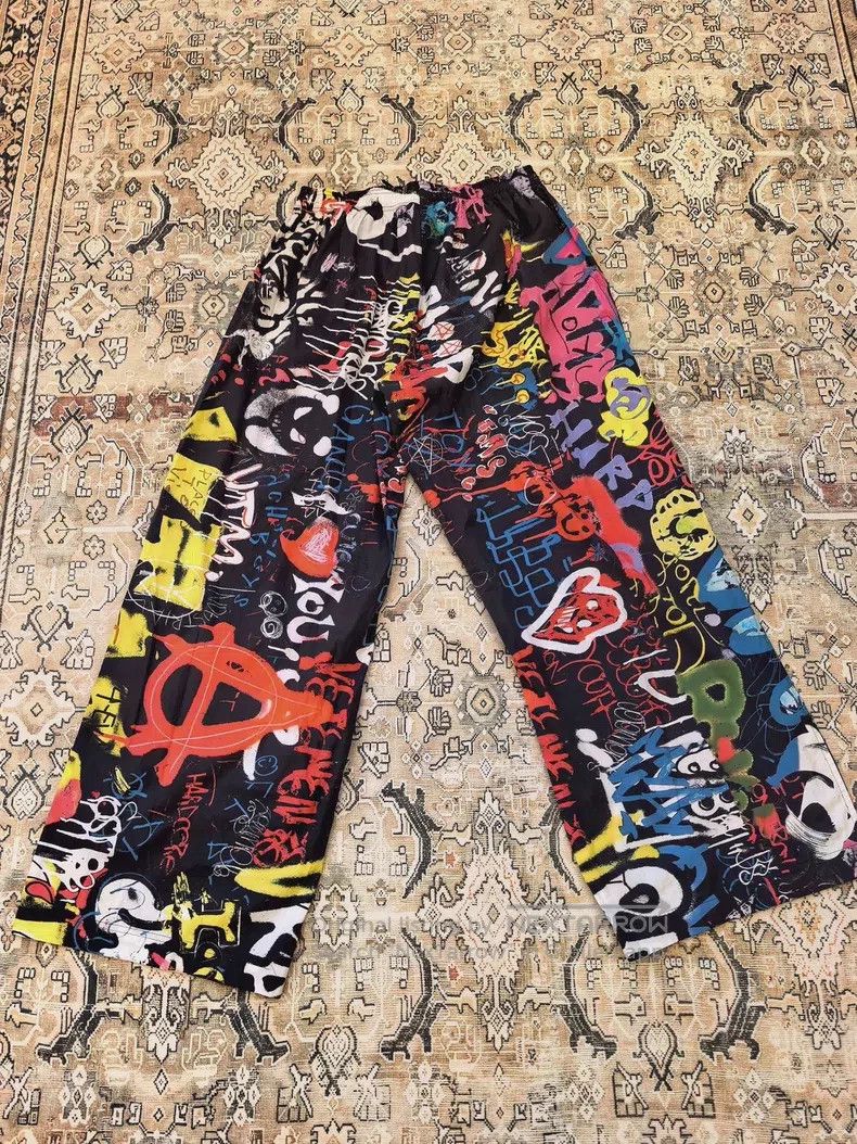 Vetements VETEMENTS size XS Graffiti Wide Leg Pants in Black Size US 26 / EU 42 - 2 Thumbnail