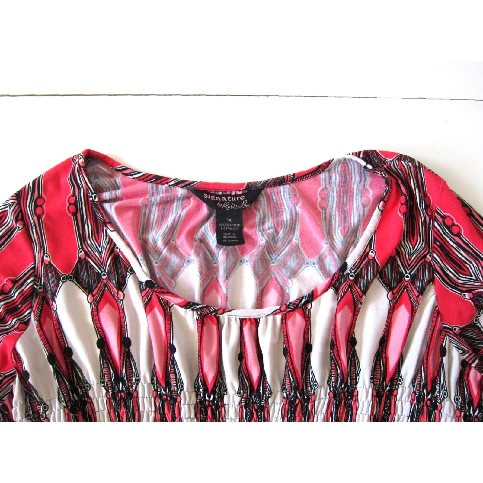 Vintage VINTAGE Robbie Bee Dress 1X Midi Empire Pink Black 3/4 Flare Sleeve Geometric Pattern Women Size XL / US 12-14 / IT 48-50 - 3 Thumbnail