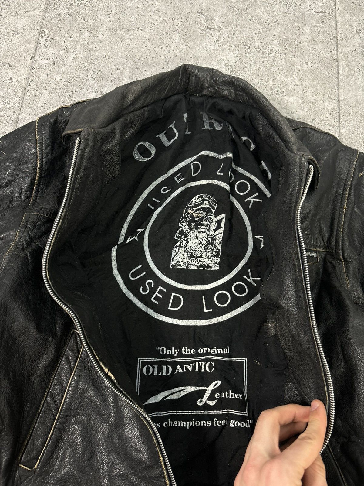 Japanese Brand Archive 2000s Distressed Faded Leather Jacket Avant Garde Size US M / EU 48-50 / 2 - 7 Thumbnail