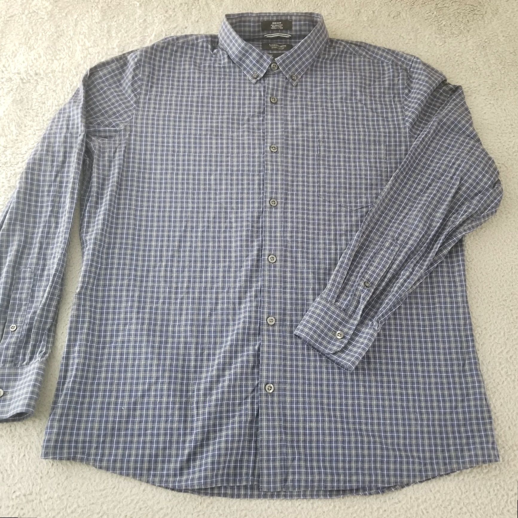 Nordstrom Nordstrom Shirt Button-Up Men XL Blue Check Cotton Long Sleeve Button-Down Casual Workwear Size US XL / EU 56 / 4 - 2 Thumbnail