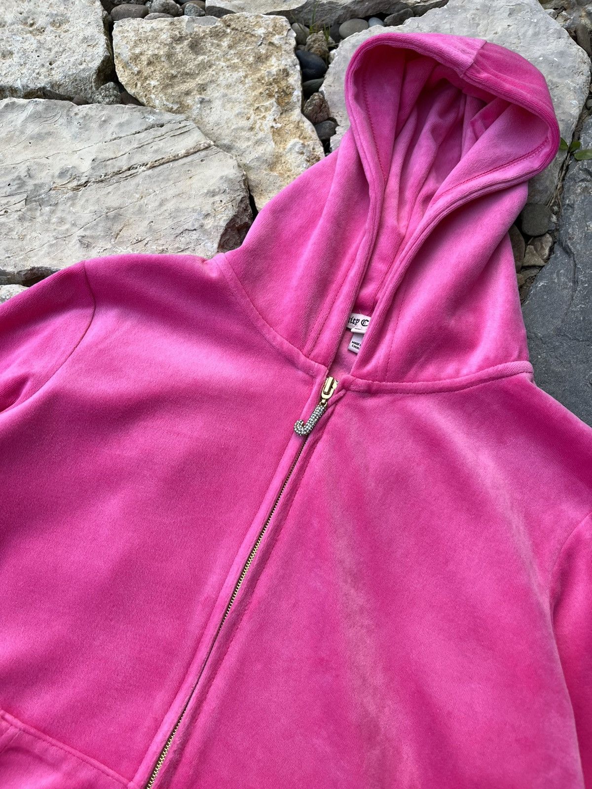 Juicy Couture × Vintage Vintage Juicy Couture y2k velvet zip hoodie basic sweatshirt Size L / US 10 / IT 46 - 7 Thumbnail