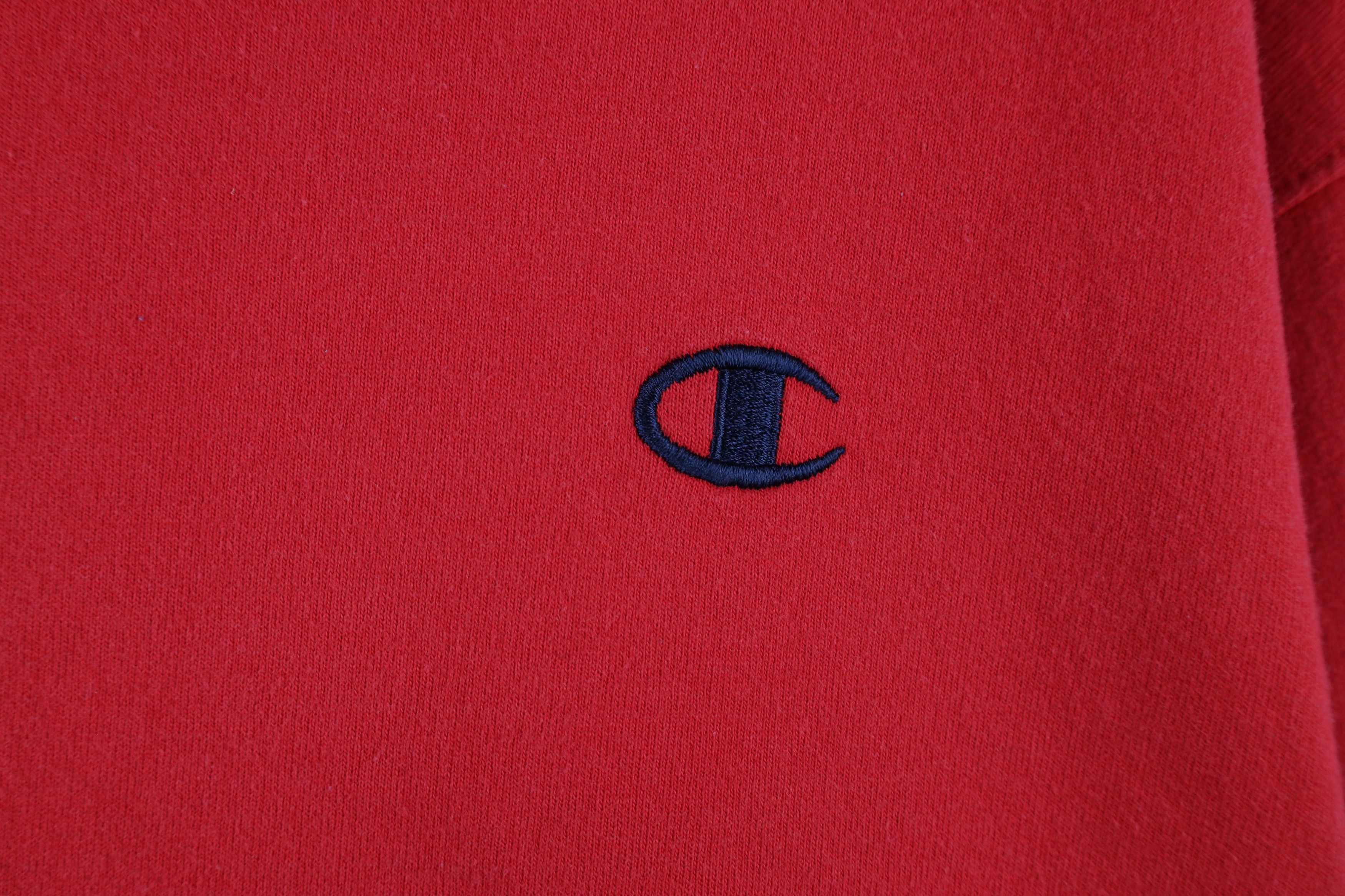 Champion × Vintage Vintage 90s Champion Classic Logo Crewneck Sweatshirt Red Size US L / EU 52-54 / 3 - 4 Thumbnail