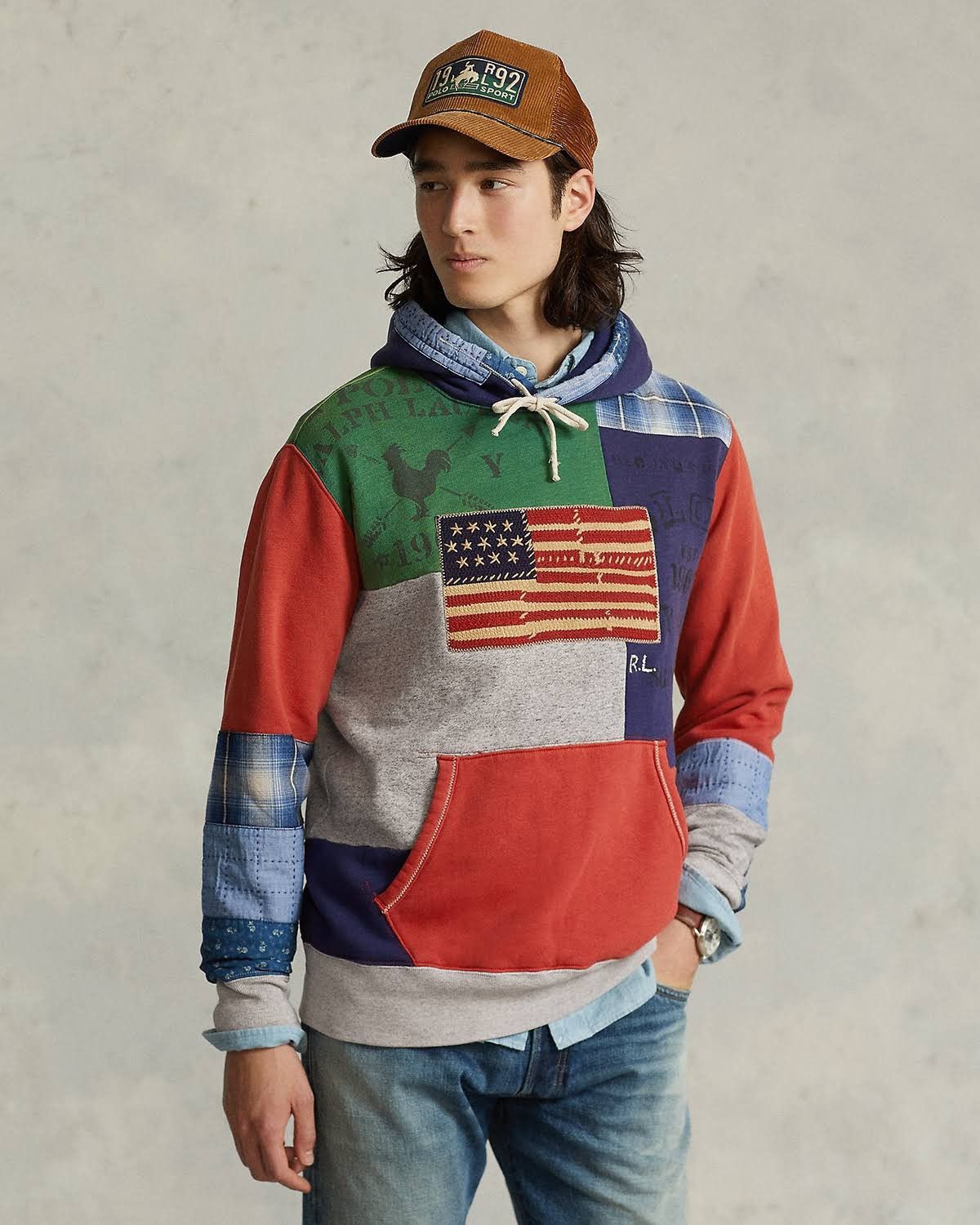 Polo Ralph Lauren Polo Ralph Lauren Patchwork pouch-pockets hoodie Americana Size US M / EU 48-50 / 2 - 19 Thumbnail