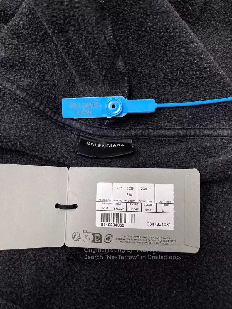 Balenciaga Hooded Zip-Up Logo Printed Drop Shoulder Long S