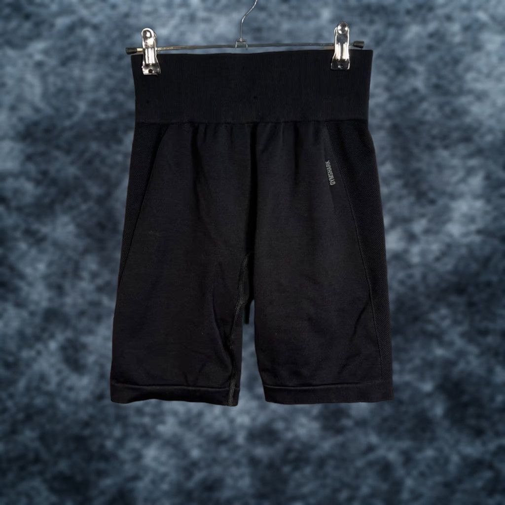 Gymshark VINTAGE Gymshark Womens XS Black High-Waisted Compression Shorts Size 26" / US 2 / IT 38 - 1 Thumbnail