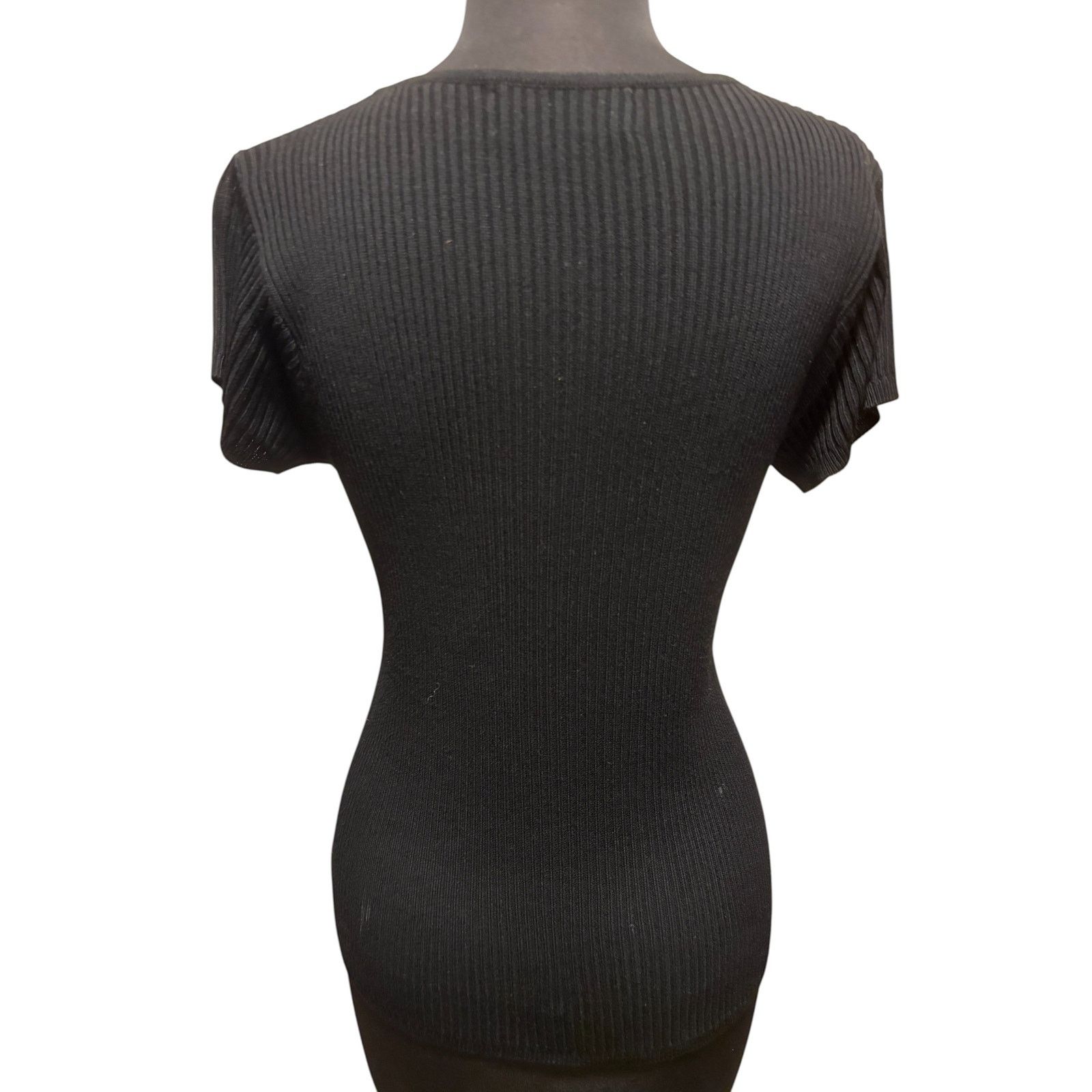 Ellen Tracy Ellen Tracy Linda Allard Black Ribbed Short Sleeve Vintage Size S / US 4 / IT 40 - 2 Thumbnail