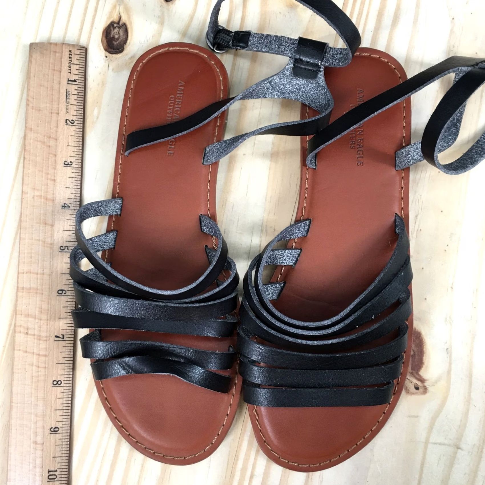 American Eagle Outfitters American Eagle Outfitters Sandal Womens 6 Black Strappy Gladiator Open Toe Flats Size US 6 / IT 36 - 7 Thumbnail