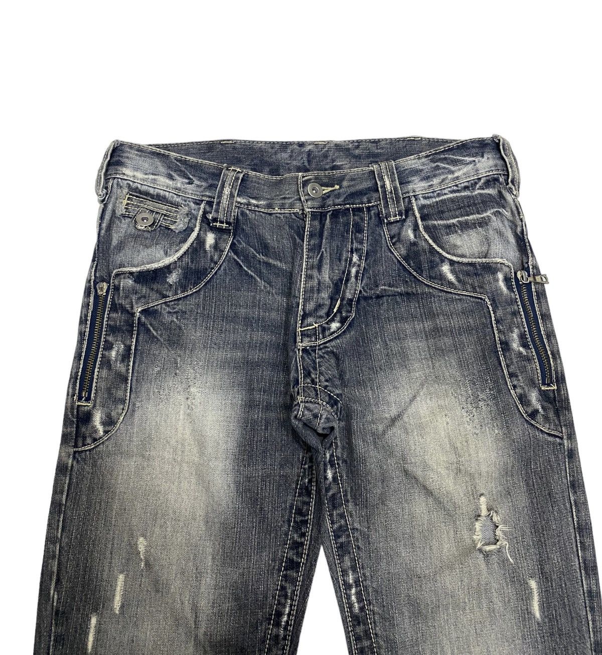 If Six Was Nine × Le Grande Bleu (L.G.B.) TAKA:Q JAPAN THRASHED DISTRESSED DENIM JEANS ZIPPED POCKET Size US 32 / EU 48 - 5 Thumbnail