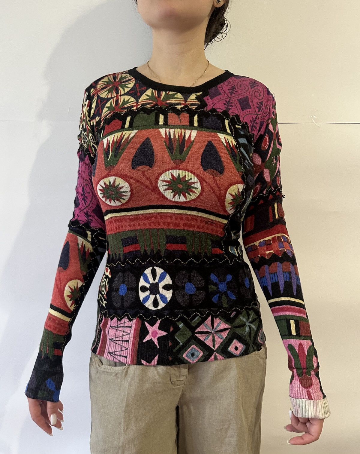 Desigual Desigual Avant Garde Very Crazy Y2K Floral Jumper Size M / US 6-8 / IT 42-44 - 2 Thumbnail