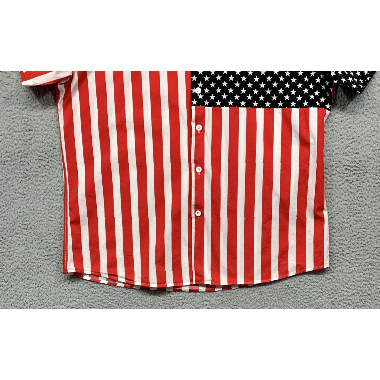 Vintage Xi Peng Women’s Button Shirt XS? No, XL Red White & Blue USA Flag 100% Cotton Shirt Blouse Short Sleeve Collared Size XL / US 12-14 / IT 48-50 - 3 Thumbnail