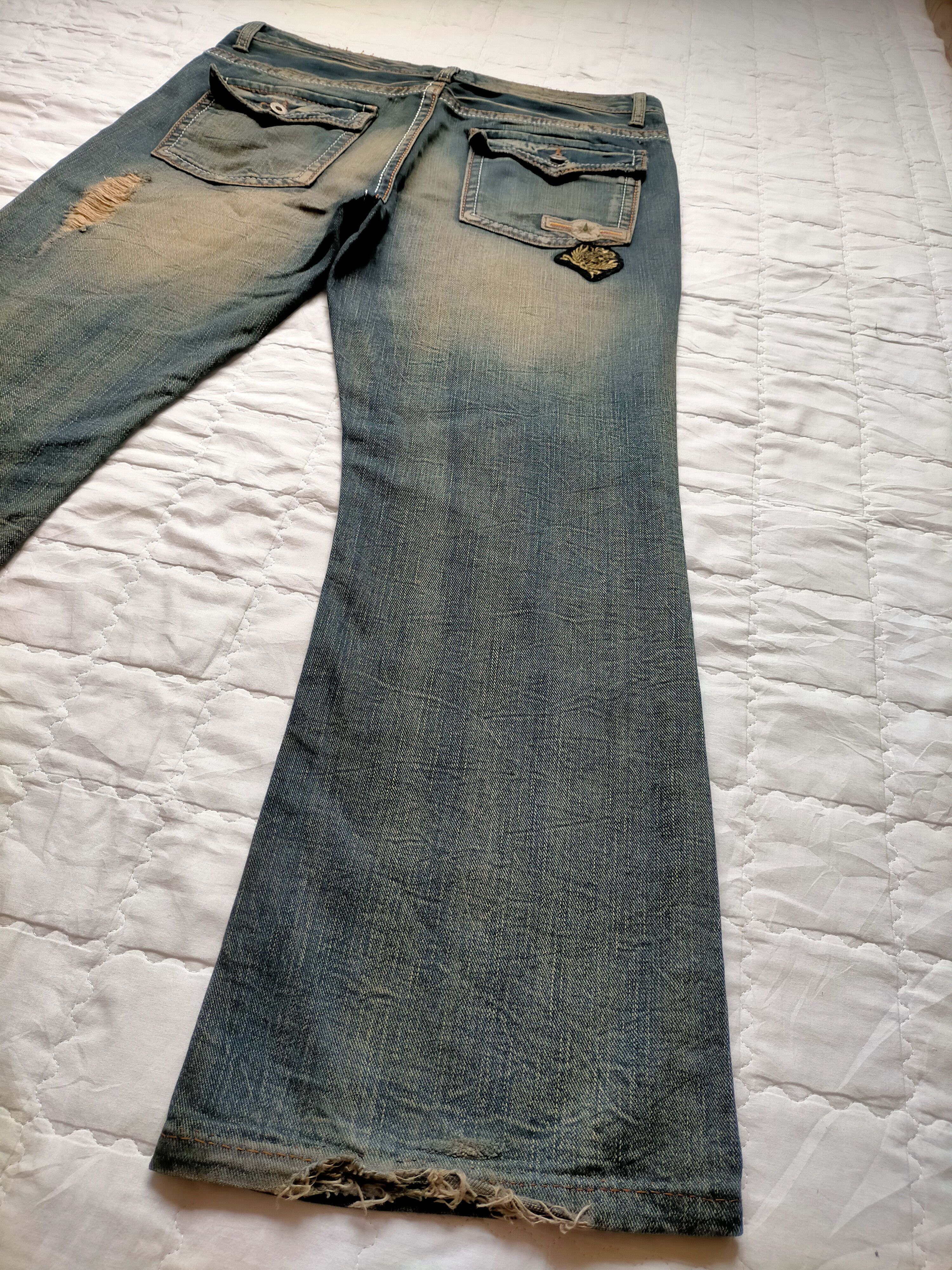 If Six Was Nine Flare Jeans OzzPinball Ripped Patchwork Boot cut denim Size US 35 - 13 Thumbnail