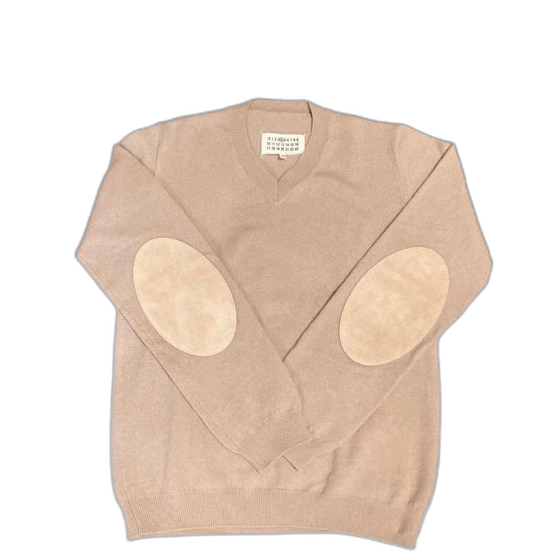 Maison Margiela beige knit sweater with elbow patches Size US S / EU 44-46 / 1 - 1 Thumbnail