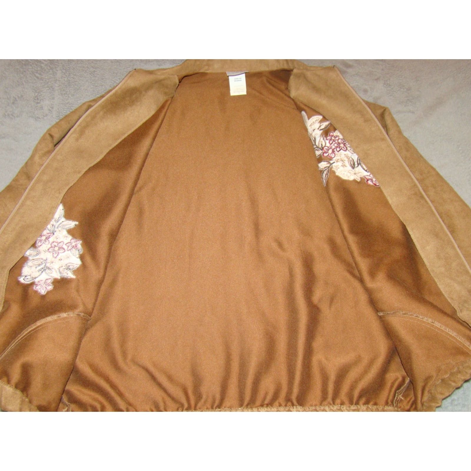 Vintage BonWorth Jacket Womens Size Small Tan Zip-up Sueded Embroidered w/Cuffed Sleeves Size S / US 4 / IT 40 - 5 Thumbnail