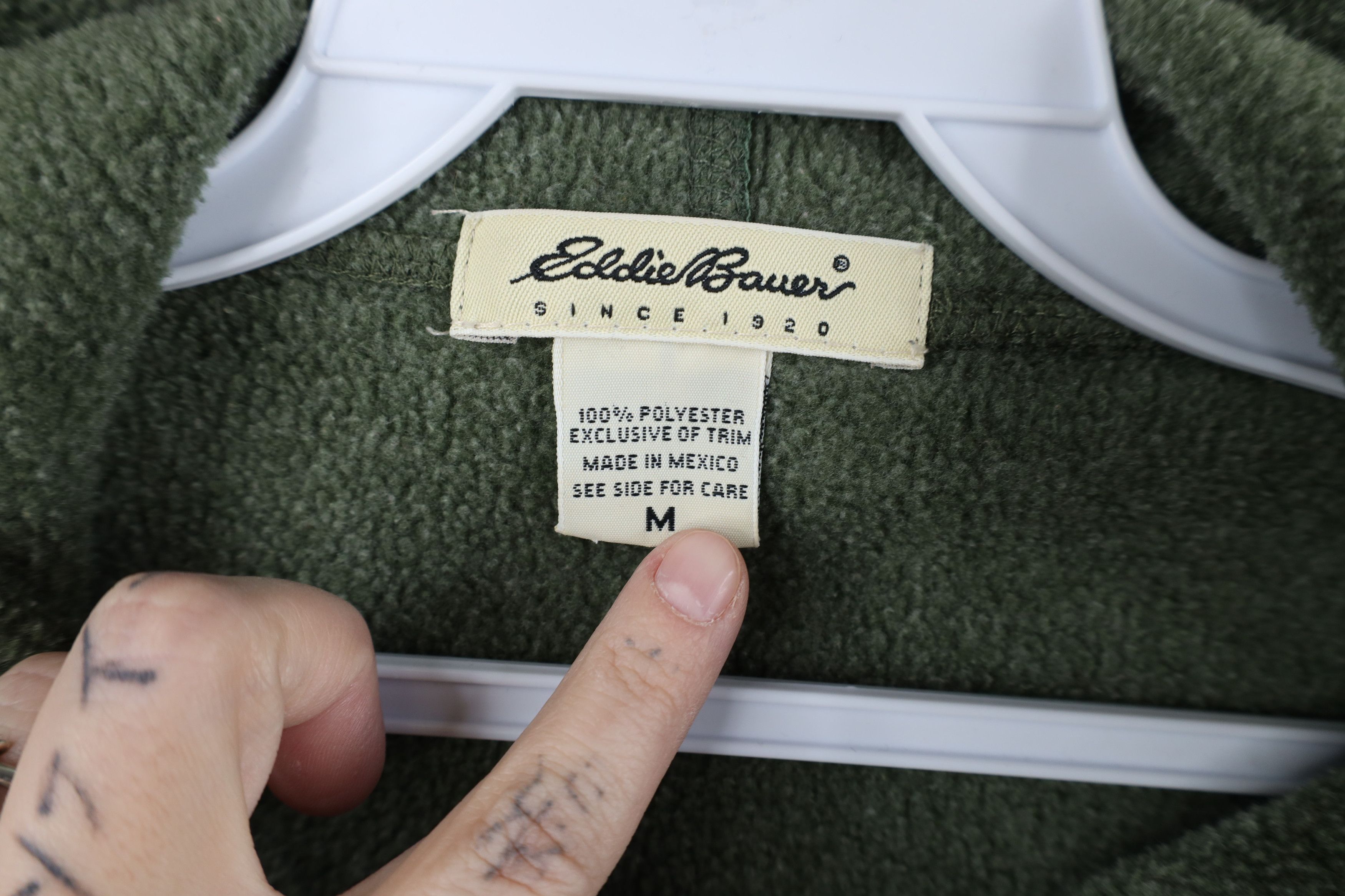 Eddie Bauer × Vintage Vintage 90s Eddie Bauer Blank Fleece Hoodie Sweatshirt Green Size US M / EU 48-50 / 2 - 7 Thumbnail