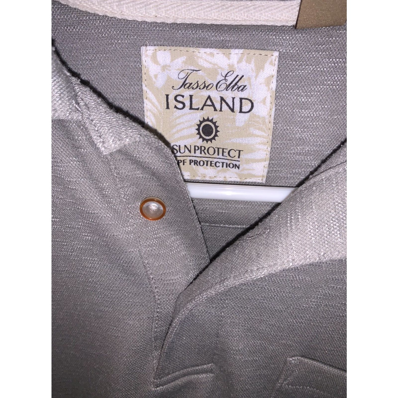 Vintage Tasso Elba Island Button Down Short Sleeve Shirt Gray Polyester Mens Sz S Classic Button down 90s Designer Vintage: No Size US L / EU 52-54 / 3 - 2 Thumbnail