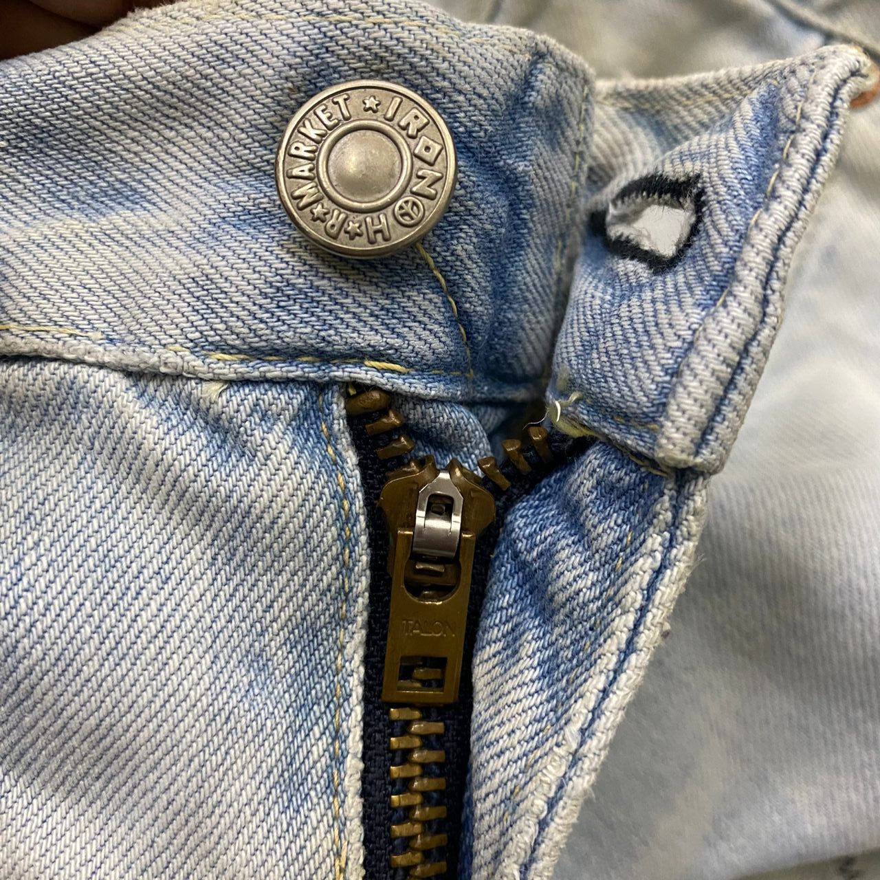 Blue Blue Japan Vintage 90s Blue Blue Japan Selvegde Patchwork Denim Size US 29 - 17 Thumbnail