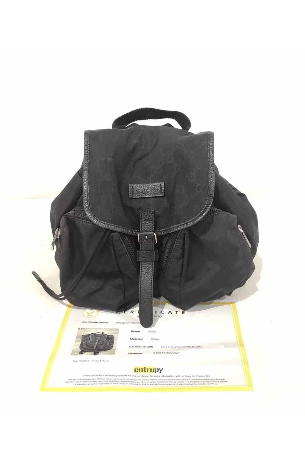 Gucci Gucci Black GG Nylon Drawstring Backpack Size ONE SIZE - 1 Thumbnail
