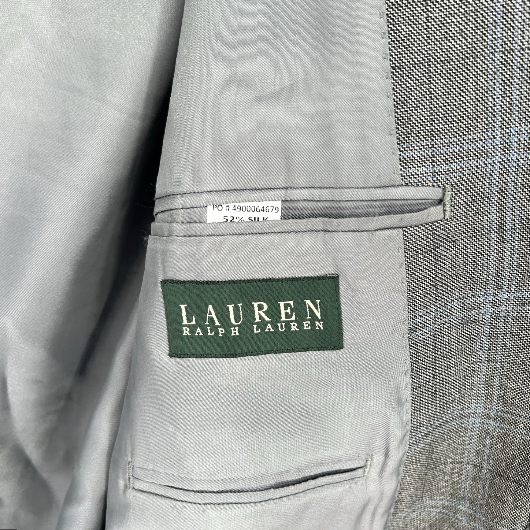 Ralph Lauren Lauren Ralph Lauren Blazer Jacket Mens Size 46L Silk Wool Gray Plaid Sport Coat Size 46R - 5 Thumbnail