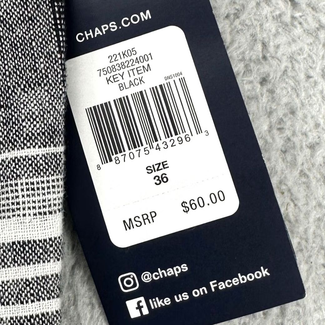 Chaps Chaps Linen Blend Shorts Men 36X9 Black White Plaid Flat Front Casual Pocket NEW Size US 36 / EU 52 - 2 Thumbnail